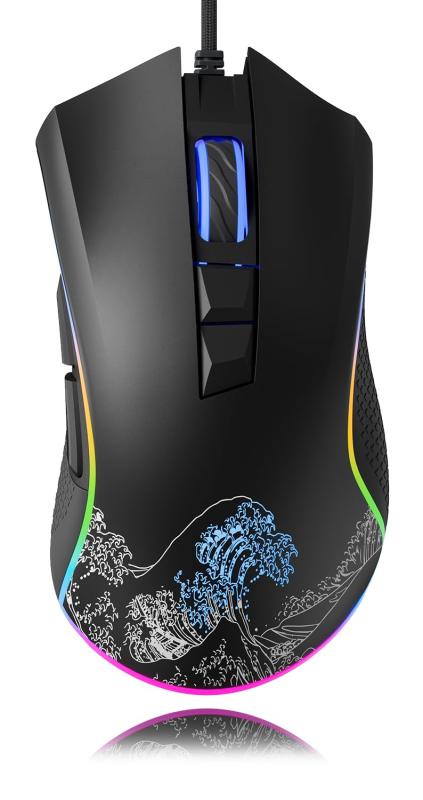 HITIME XVX 有線ゲーミングマウス 12000 DPI RGB ゲーミングマウス 12バックライトモード & 7つのマクロボタン付き PCゲーミングマウス DIYキーバインディング対応 マウスゲーマー コンピュータ