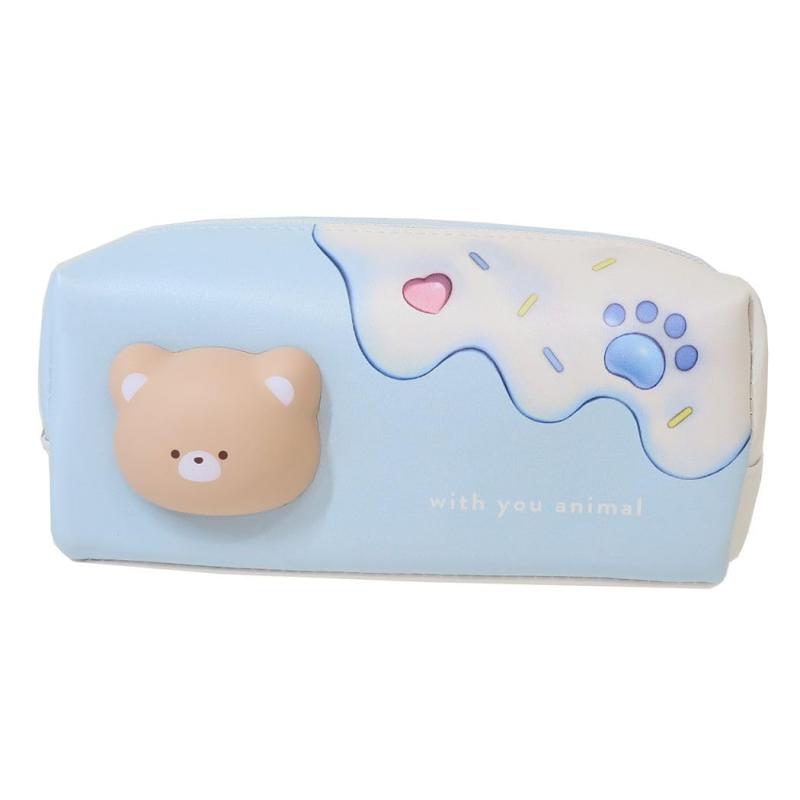 WITH YOU ANIMAL[ペンポーチ]BOXペンケース/PUKUTTO クリームくま