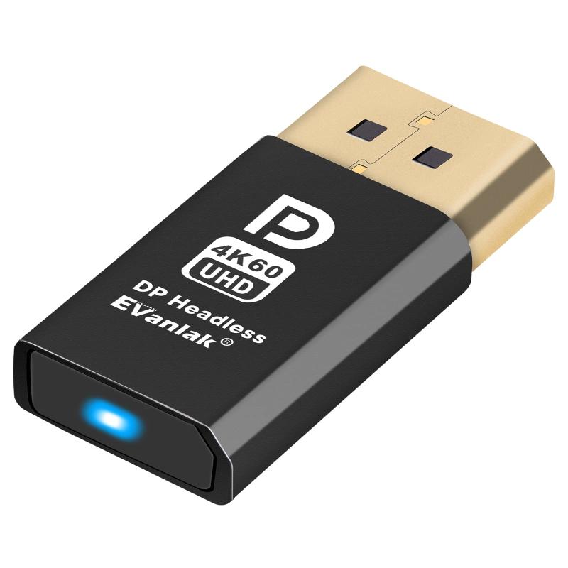 EVanlak DispalyPort Mini dp ヘッドレスゴーストディスプレイエミュレーター PC 4K DP ダミープラグ ヘッドレス1080@60Hz対応