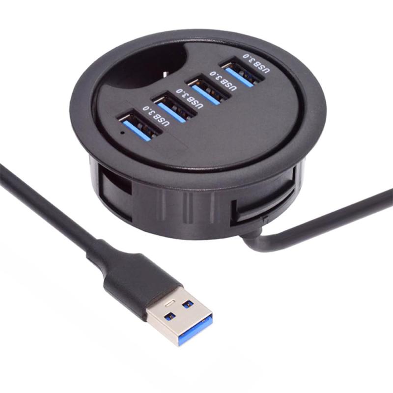 Cablecc 2ポート USB 3.0 ハブ SD TF USB-C USBスプリッター 60mm デスクグロメット ドックステーション Micro-SDカードリーダー デスクトップPC用