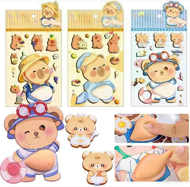 3D ぷにぷにシール 動物 デブ犬 たぬき 柔らかいお腹 & お尻 もちもちスクイーズ 立体ステッカー ストレス解消 かわいいデコレーション 手帳/水筒/携帯電話/アルバム/車用 手芸用品 キッ komorebishop-10257821 木漏れ日ショップ サンプル画像2