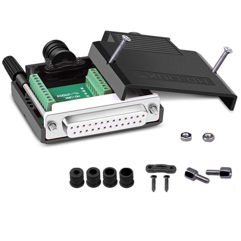 ANMBEST DB25無はんだオスRS232 D-SUBシリアルアダプター、16mm薄型25ピンポートターミナルはんだ付けなしブレークアウトコネクタボード、ケースアクセサリ付き