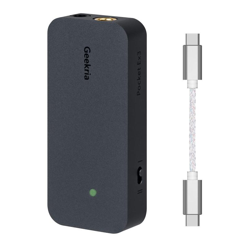 Geekria USB-C ポータブル ヘッドフォン アンプ、4.4mm バランス出力および 3.5mm ステレオ出力、Mini Hi-Fi DAC デュアル チップ CS43131、最大 384KHz/32bit をサポート