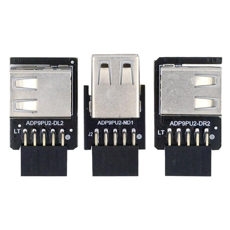 xiwai USB 2.0フロントパネルアダプター 9ピン/10ピンマザーボードメスからシングルUSBタイプAメス 90度垂直角度ヘッダー延長アダプター