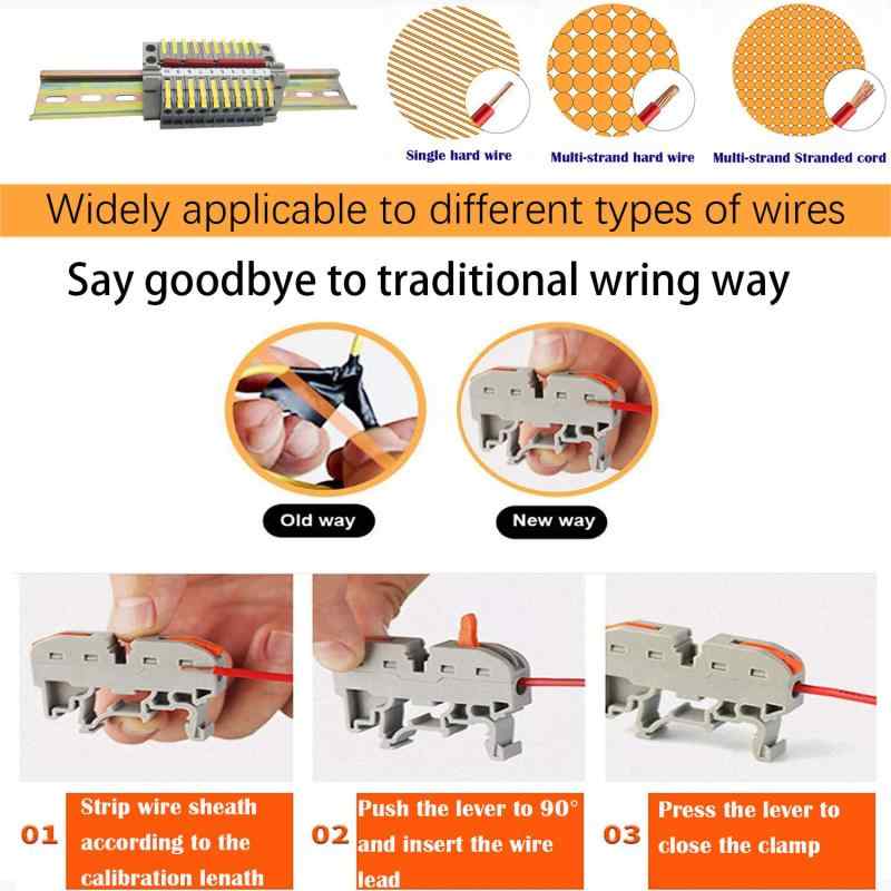 DINレールエンクロージャ、10 個のワイヤ端子コネクタ付き (黄色) 、マーカー ストリップ、固定クリップおよび接続バー付き(2/3/4/5/10ピン)、CTRICALVER DIN レール コネクタ、DIN レール端子台