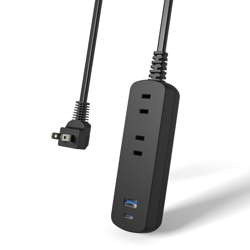 TOPLAND(トップランド) 延長コード ACコンセント2個口 USBポート(Cタイプ×1個 ＋ Aタイプ×1個) PD パワーデリバリー充電 電源タップ スリム