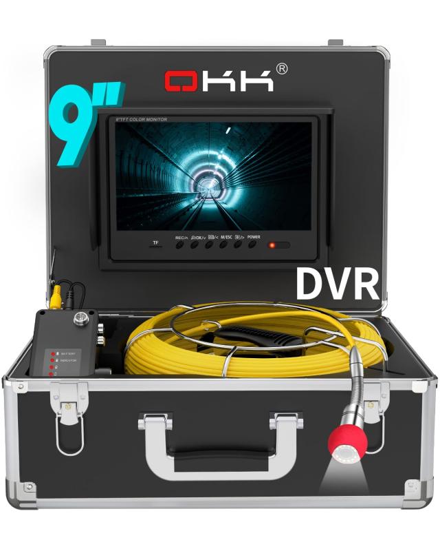配管カメラ自動調整機能を備えた、下水道カメラ、下水道検査カメラ、メートルマーカー、9インチモニター、DVRレコーダー付きで、12個のライト付きの配管カメラ。配管工、ホームオーナー