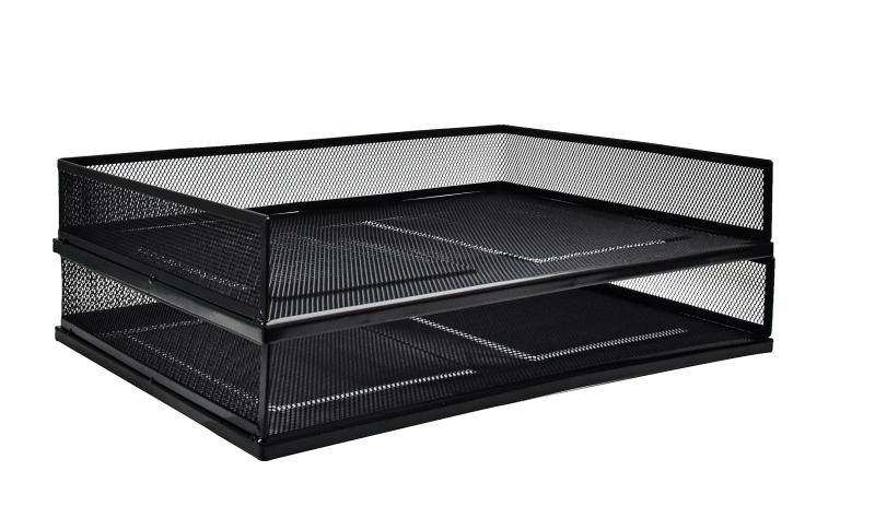 A3レターケース 縦型＆横型 深型 メッシュ 書類ケース デスクトレー 2段式 収納ラック オフィス リビング収納 整理整頓 小物収納 積み重ね 頑丈 おしゃれ 白 文房具 組立簡単