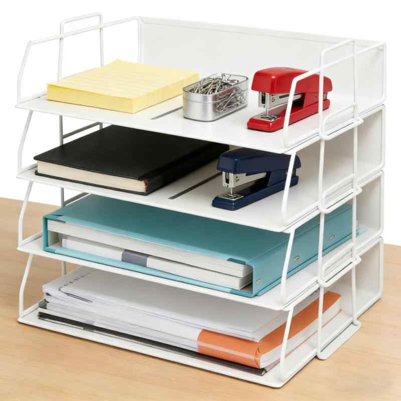A4/B4 スチール製 レターケース 4段/6段 金属製書類棚 メッシュトレイ 多機能卓上収納ラックA4ファイル/新聞/雑誌/フォルダ/書類/小物入れ/デスク 書類入れ 書類整理 大容量 書類収納 机の上収