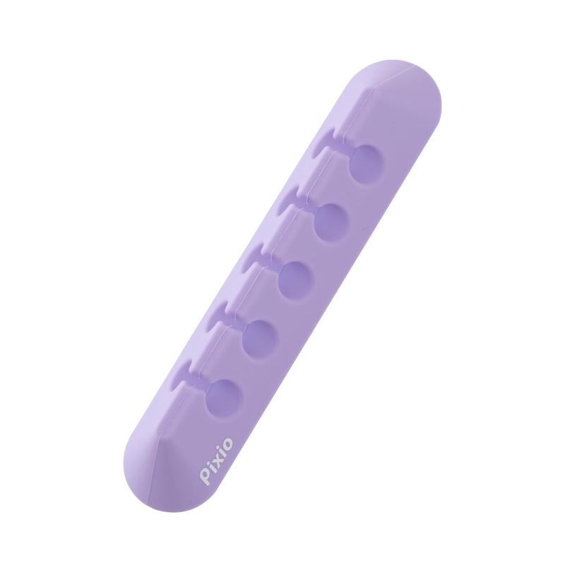 Pixio SILICONE CABLE HOLDER シリコン ケーブルホルダー[サイズ] 約縦11.6×横2.4×厚1.7cmケーブルホルダーを使えば、デスクの上でゴチャつきがちなケーブル類もすっきりまとめられ、快適なデスクを実現可能。さらさらとしたマット加工。コーティングによりほこりや汚れが付きにくく、ついても落としやすくなっています。底面の両面テープを使って簡単に設置OK。HDMIケーブルやDPケーブル、各種電源ケーブルなどの太いケーブルから、USBケーブルなどの細いケーブルまでしっかりホールド。デスク上からケーブルを落とさずにすみます。Pixioのカラーモニターに合わせた7色展開で、自分の好きなコーデを選べる。