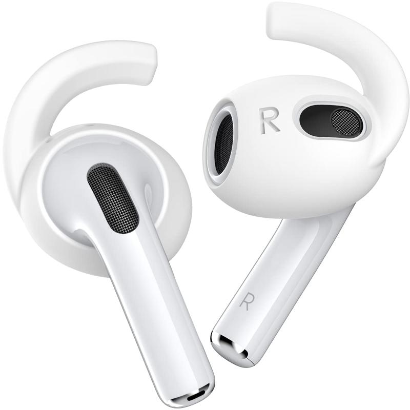 Gcioii 3対AirPods 3イヤホンフック保護カバー[携帯収納バッグ付き]滑り止め耳翼耳先先、Apple AirPods 3世代イヤホンアクセサリーに適しています(ホワイト Mサイズ)