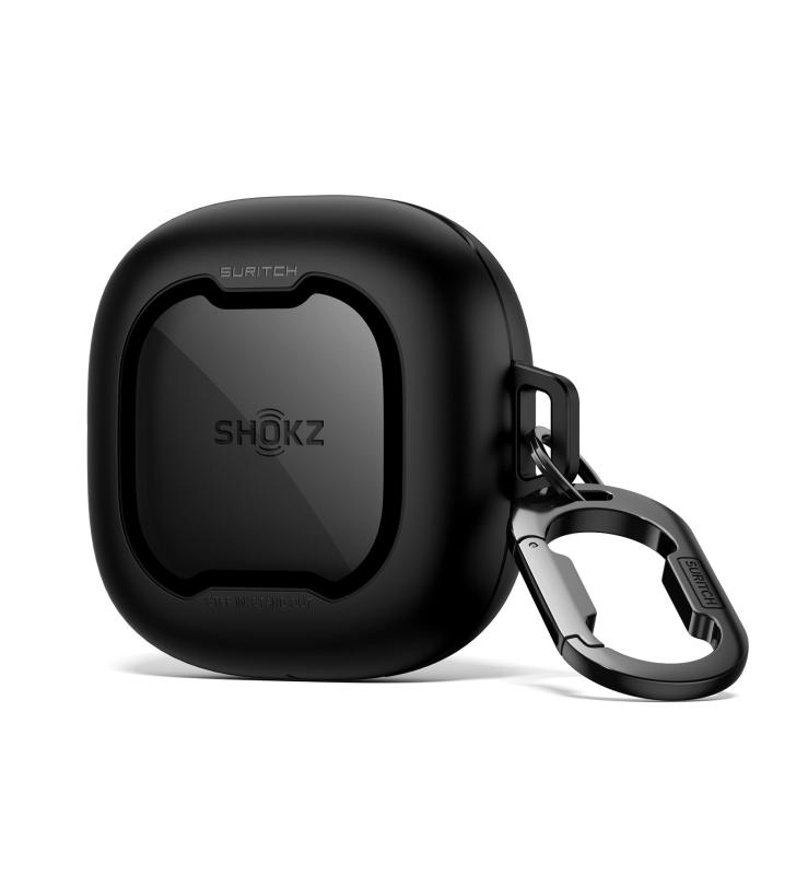 SURITCH ケース 対応 Shokz OpenFit 2/OpenFit 2+，耐衝撃マグネットロック式ケース 落下防止プロテクターバンパーカバー カラビナクリップ キーリング &amp; クリーニングキット付き