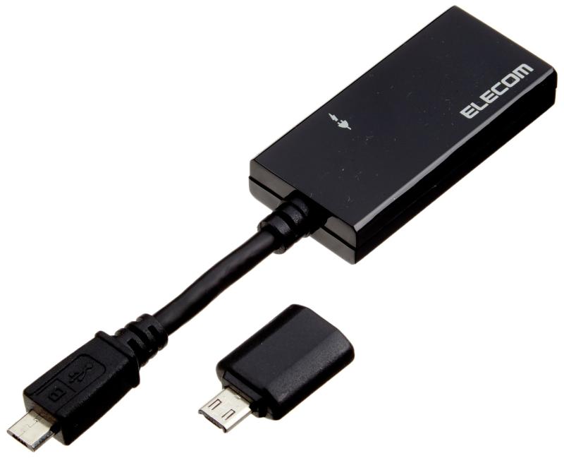 Rakuten - ELECOM MHL変換アダプタ Galaxy用変換アダプタ付 5cm ブラック MPA-MHLAD04BK B