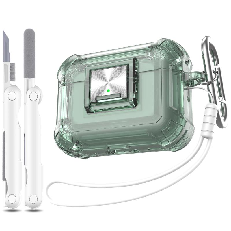 Rakuten - RFUNGUANGO for AirPods Pro 2/1 Generation Case (2023/2022/2019) with Lock, and Clear Soft Transparent Military Grade Shockproof