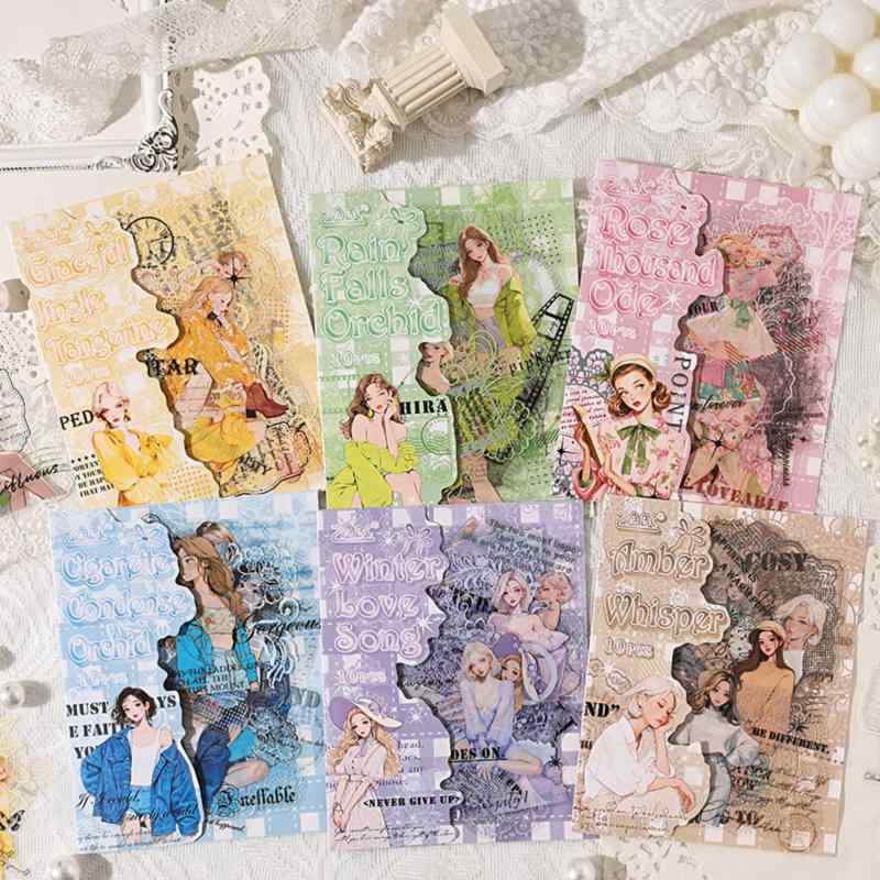 Kigofora コラージュ 素材 女の子 フレークシール 大きめ 60枚 レトロ コラージュ シール 女の子 半透明 PET 防水 可愛い 粘着 おしゃれ 女子 ステッカー DIY 手作り ステッカー 子どもの日、卒業大きいの女子シール:6テーマの可愛い女子シール、各テーマ=10枚(10種類× 1枚)、合計60枚=10種類× 6テーマです。大判シール:8.5*8.5cm以内、不規則サイズです。女子とレース、花と文字の結合、金のアクセント、全体のスタイルはレトロで、ファッション、素材が豊富です。シールの数は十分なので、自分で使うだけでなく、友人や家族、同級生や同僚と共有することもできます。ファッション女子シール:シールのデザインは復古の要素と現代のイラストの風格を結合して、花、音符、レース、文字などの要素があって、更に豊富な色を組み合わせて、黄色、青、緑、紫などの色彩があって、1種の暖かさ、ロマンチックな雰囲気を醸し出します。利用者の好みに合わせてシールを自由に組み合わせることで、ユニークで個性的なデコレーションができ、DIYを楽しむことができます。高品質の材料:高品質の半透明PET材質を使用して、コラージュ 素材 シールの耐久性、防水性と色の持続性をすることができます。使いやすく、台紙をはがして、なめらかな面に貼って使えます。ガラス、木、紙、プラスチック、金属などの表面で使用できます。多機能性:シールは手帳の装飾だけでなく、贈り物の包装、家の装飾、携帯電話の装飾、オフィス、教室の装飾などの多くの場面で、それらに箇性的な色を加えることができます。シールも流行の装飾要素として、現在のデザイントレンドや流行文化を反映することができ、自分の物をよりおしゃれで現代的なものにすることができます。気持ちを伝える贈り物:贈り物として、友人、家族、学友、同僚やシールのコレクション愛好家、彼らはきっとこの精緻で実用的な小さな贈り物が好きです。子どもから大人まで、すべての年齢層に対応しています。クリスマスや誕生日、バレンタインデーなど、イベントや特別な場合にシールを貼っておくと、プレゼントのムードを高めることができます。