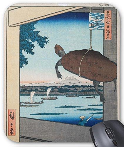 歌川広重、名所江戸百景 深川萬年橋『 富士と吊るし亀 』のマウスパッド：フォトパッド（ 浮世絵シリーズ ）