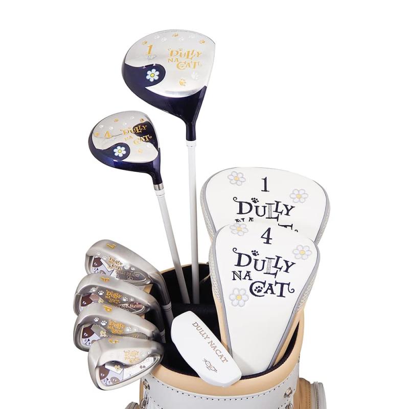 DULLY NA CAT ダリーナキャット レディース ゴルフセット DN-SET05 クラブ7本＋キャディバッグ付ゴルフクラブ 7本 ：1W、4W、7I、9I、PW、SW、PTヘッドカバー 2点 ：ドライバー用、フェアウェイウッド用キャディバッグシャフト：DULLY NA オリジナルカーボンシャフトフレックス：Lフレックスグリップ：DULLY NA オリジナルTPUグリップ
