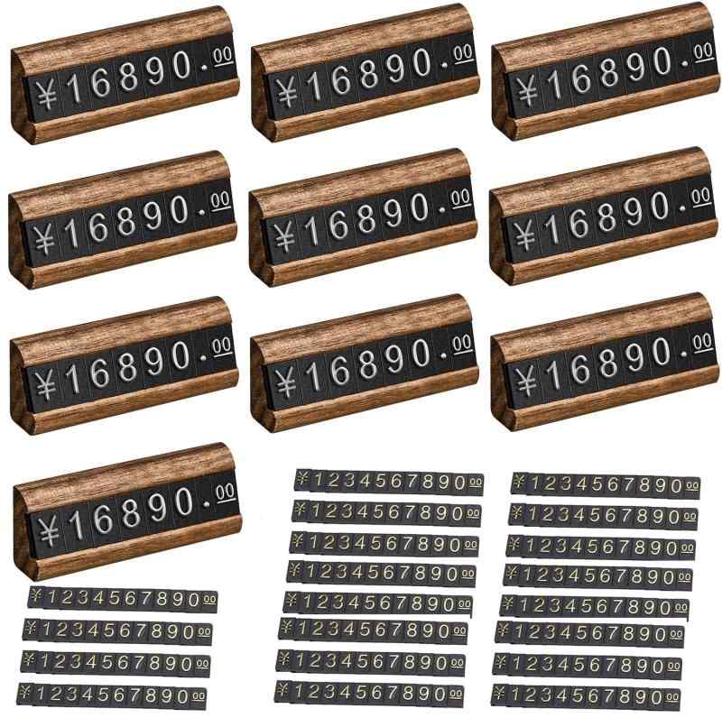 Rakuten - プライスカード 木製 おしゃれ プライス台 セット 10個フレーム 20枚プライス数字プレート 5枚0プライスカード 値札 キューブ 価格表示 プライスキューブ ディスプレイ