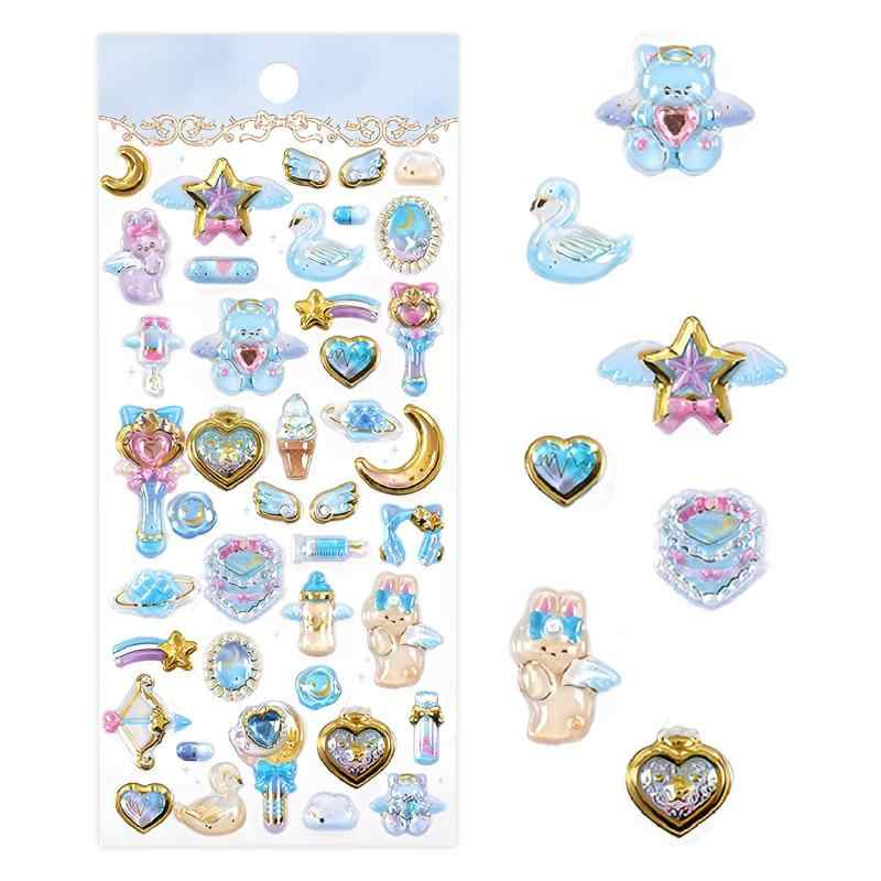 雲見 3dシール 3D宝石 携帯電話飾り手帳 日記帳用 装飾 DIY 文具の装飾に適し ウォーターシール 貼り付け可能 女の子 キラキラ ステッカー 貼り付け可能 手芸用品 誕生日 縁日子供 女の子 贈