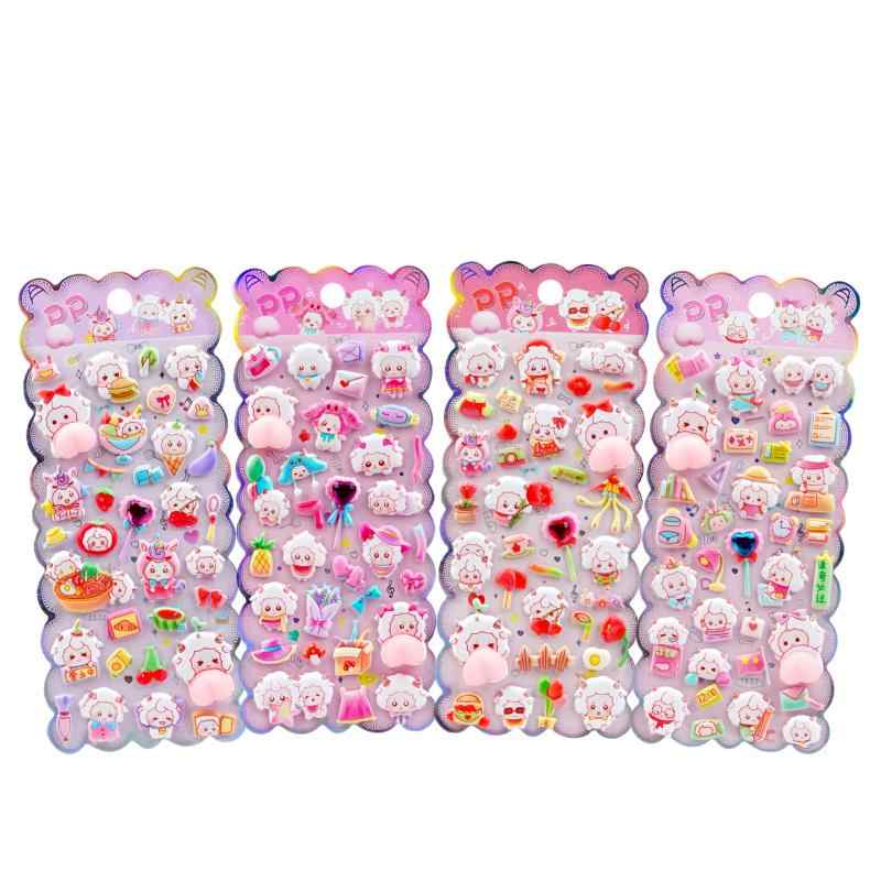 シール ぷにぷに 4種セット おしり ぷくぷく ぷっくり ぷにしゃか ぷにぷ 動物泡ステッカー 可愛い 立体 komorebishop-10177767 木漏れ日ショップ サンプル画像2