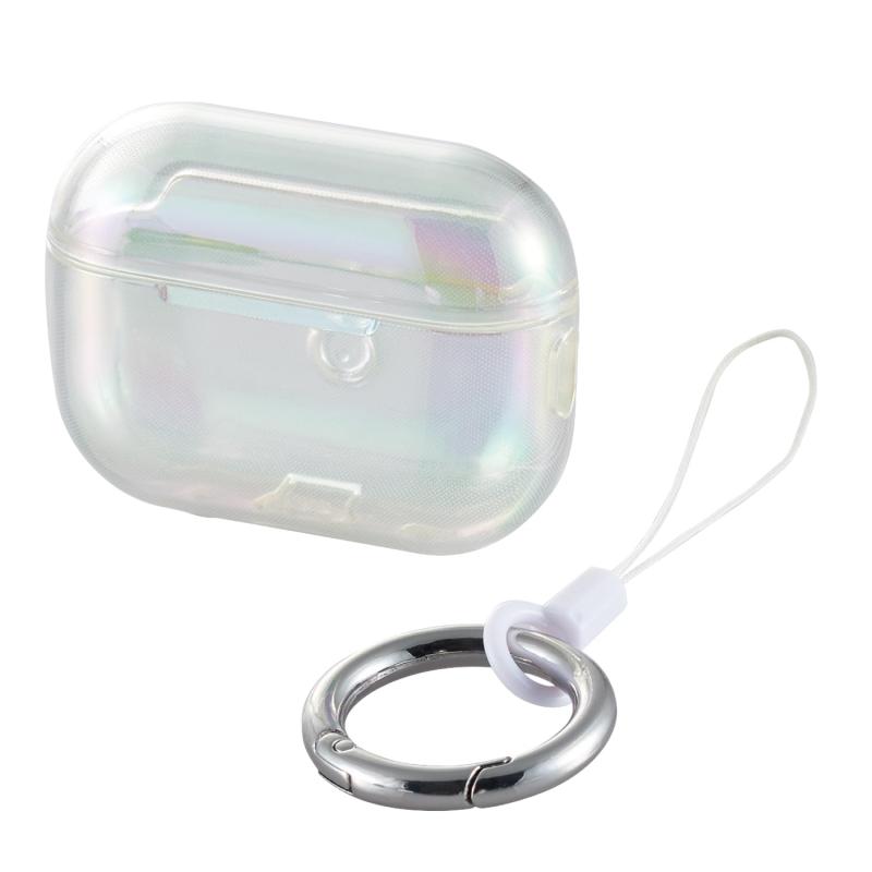 エレコム AirPods Pro 第2世代 Pro2 ケース &amp;Me ソフト カラビナ付き 可愛い ワイヤレス充電対応 オーロラクリア AVA-AP4UCACR