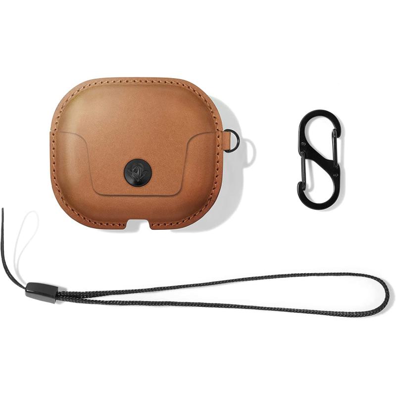 Twelve South AirSnap | フルグレインレザー製の保護ケース/AirPodsと充電ケースの紛失防止クリップ付き ワイヤレス充電対応
