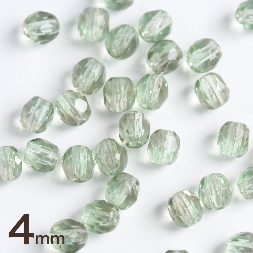 【最大15%OFFクーポン発行中！】チェコビーズ FP 4mm バイカラー アップルグリーン×ブラックダイヤ 30個 アクセサリーパーツ ファイヤーポリッシュ チェコガラス ビーズ パーツ ピアス ハンドメイド 緑 グリーン