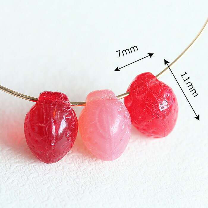 チェコビーズ いちご 11×7mm《5個》ストロベリー フルーツ チェコガラスビーズ イ...