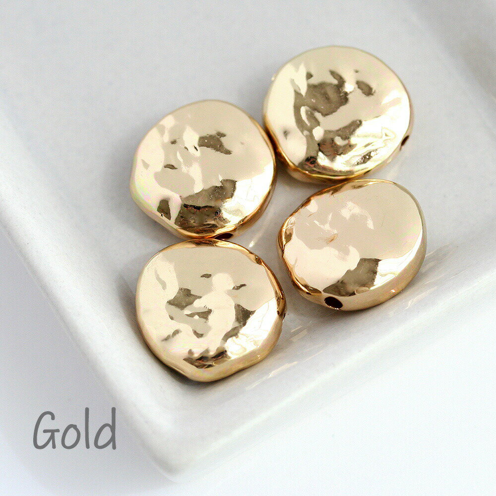 CCBビーズ コイン No.1 ゴールド シルバー 4個 樹脂ビーズ アクリルビーズ CCB アクセサリー メタルビーズ 高品質 アクセサリー パーツ ハンドメイド 韓国