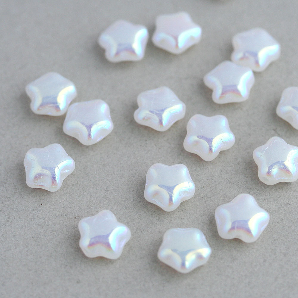 【最大15%OFFクーポン発行中！】チェコビーズ スター 6×6mm チョークホワイトオーロラ 約20個 スターモチーフ 星 チェコガラス ホワイト 白 可愛い かわいい 材料 素材 ハンドメイド パーツ ピアス アクセサリーパーツ お買い物マラソンの商品画像 3
