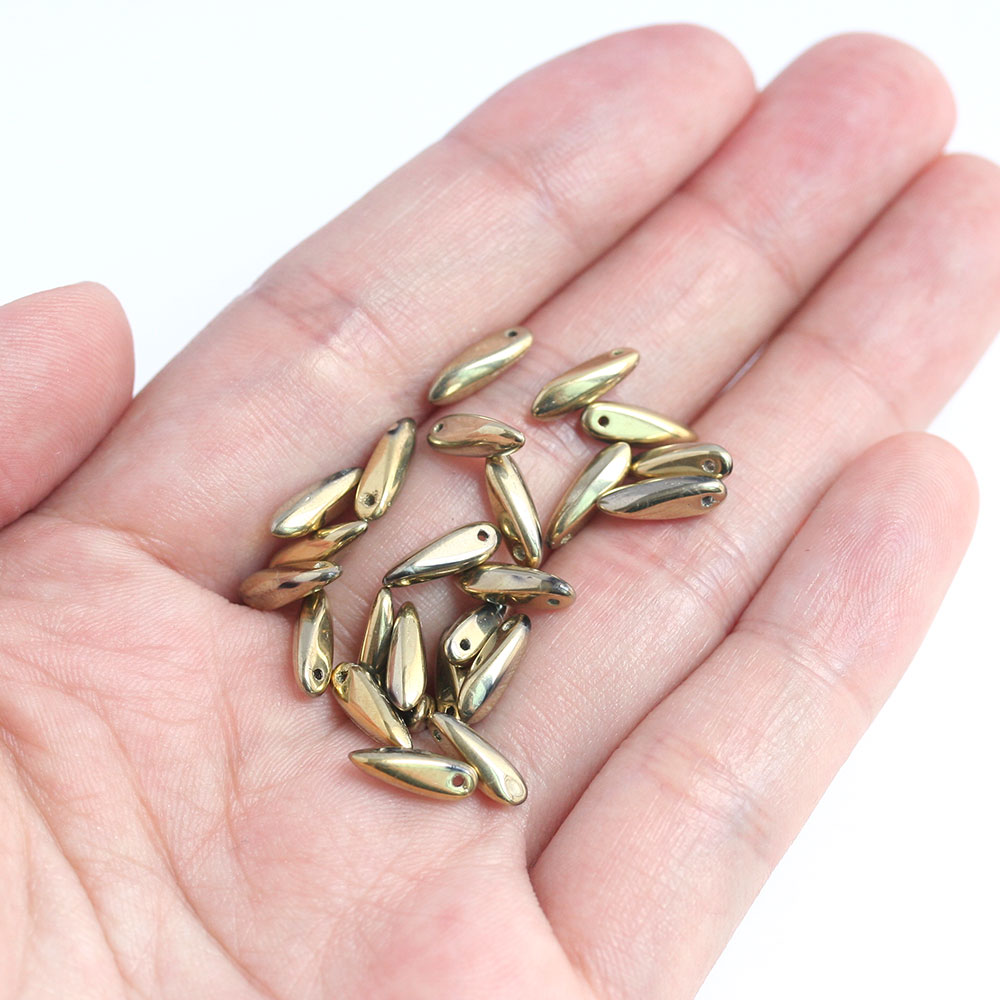 【最大15%OFFクーポン発行中！】チェコビーズ ダガー 3×11mm フルコートゴールド 約20個 チェコガラス ビーズ ハンドメイド 材料 パーツ ピアス イヤリング ネックレス 素材 アクセサリーパーツ お買い物マラソンの商品画像 3