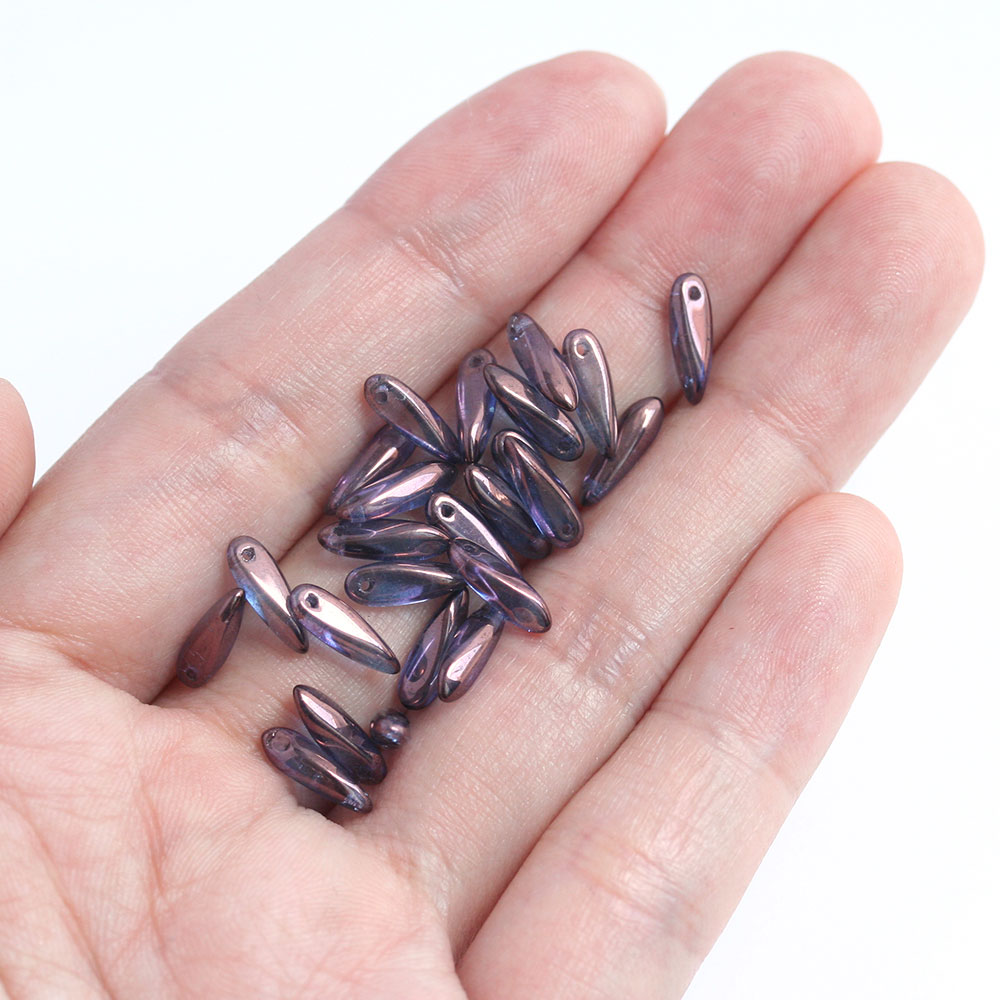 【最大15%OFFクーポン発行中！】チェコビーズ ダガー 3×11mm アメジストラスター 約20個 チェコガラス ビーズ ハンドメイド 材料 パーツ ピアス イヤリング ネックレス 素材 アクセサリーパーツ お買い物マラソンの商品画像 3