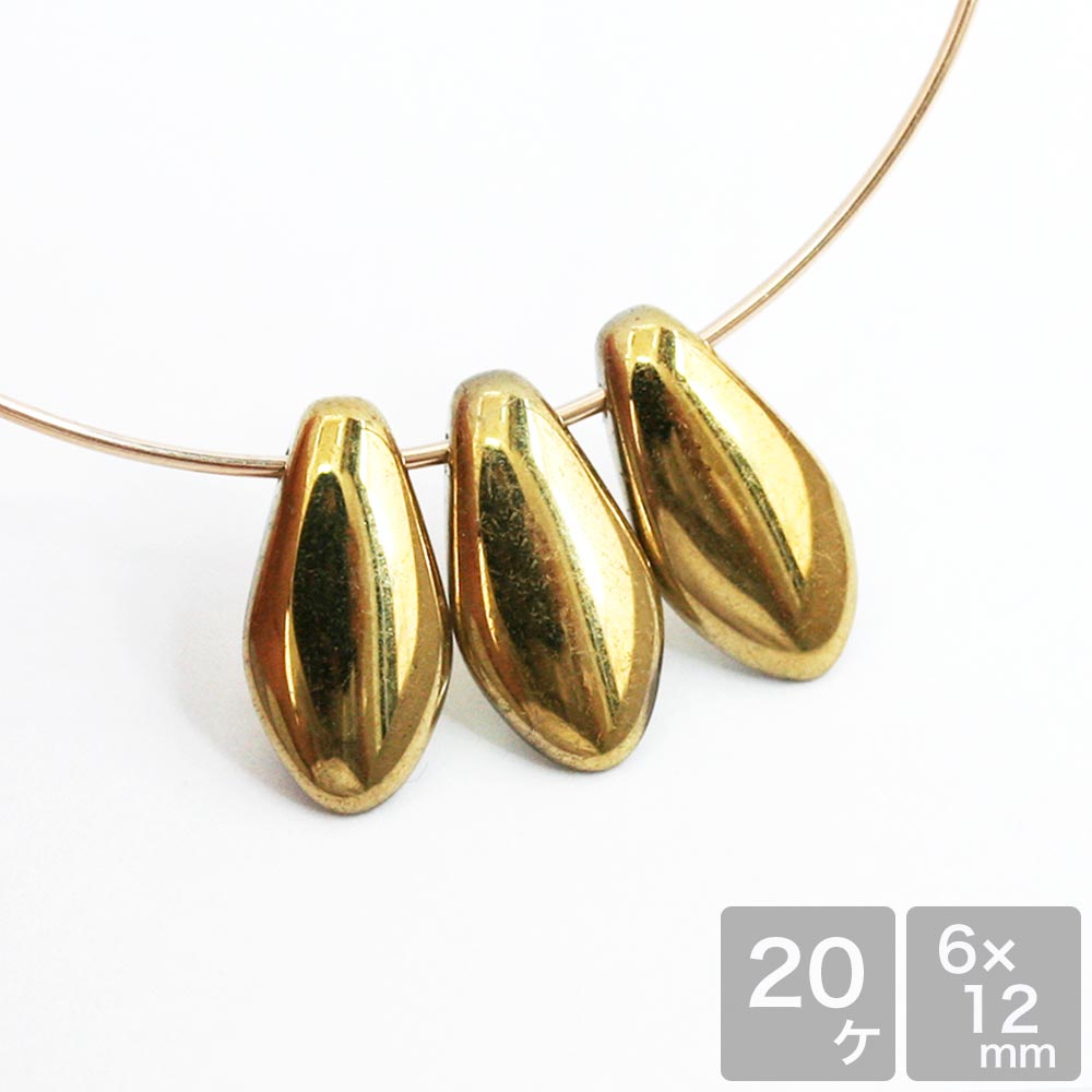 【最大15%OFFクーポン発行中！】チェコビーズ ダガー 6×12mm クリスタルハーフライトゴールド 約20個 チェコガラス ビーズ ハンドメイド 材料 パーツ ピアス イヤリング ネックレス 素材 お買い物マラソン