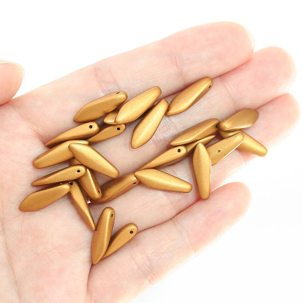 【最大15%OFFクーポン発行中！】チェコビーズ ダガー 5×16mm フルコートブラウンゴールド 約20個 チェコガラス 茶色 ビーズ ハンドメイド 材料 パーツ ピアス イヤリング ネックレス 素材 お買い物マラソンの商品画像 3