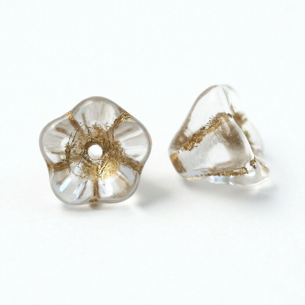 チェコビーズ ベルフラワー クリスタルゴールドライン