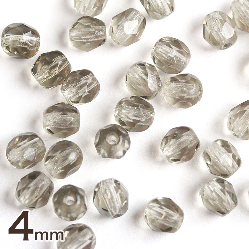 【最大15%OFFクーポン発行中！】チェコビーズ FP 4mm ブラックダイヤ 30個 アクセサリーパーツ ファイヤーポリッシュ チェコガラス ビーズ パーツ ピアス 素材 材料 ハンドメイド グレー