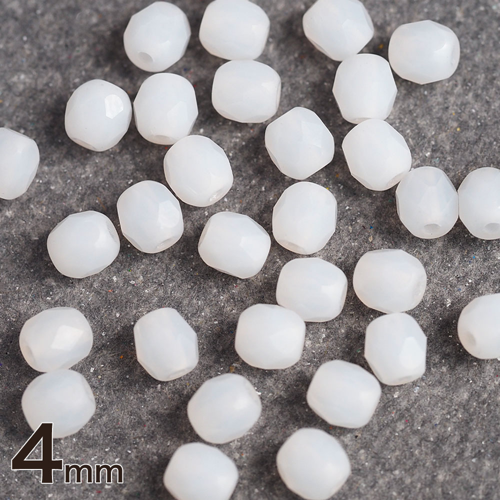 樂天商城 - チェコビーズ FP 4mm フロストチョークホワイト 30個 アクセサリーパーツ ファイヤーポリッシュ チェコガラス ビーズ パーツ ピアス 素材 材料 ハンドメイド 白