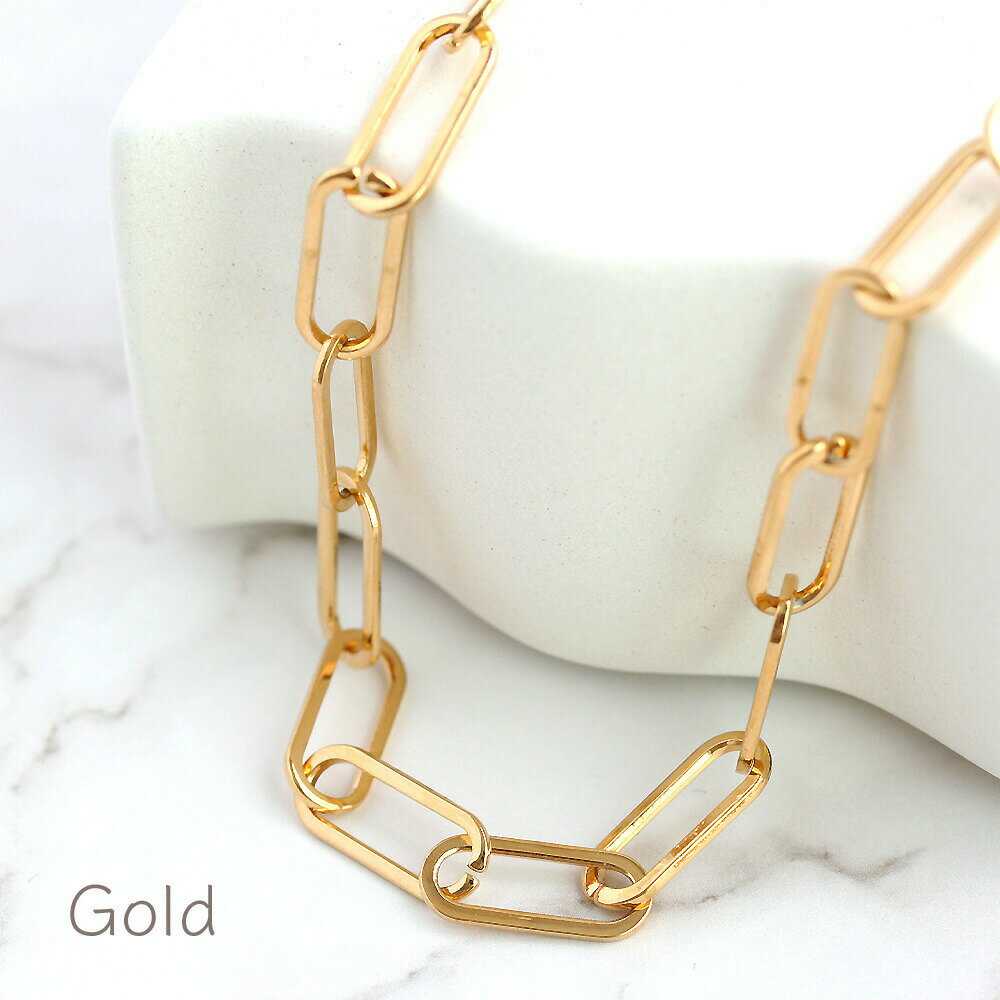 【最大15%OFFクーポン発行中】サージカルステンレス ペーパークリップチェーン No.1 約1m 6.5mm幅 ゴールド シルバー オーバルチェーン デザインチェーン ネックレス ブレスレット アクセサリーパーツ メタルパーツ お買い物マラソン