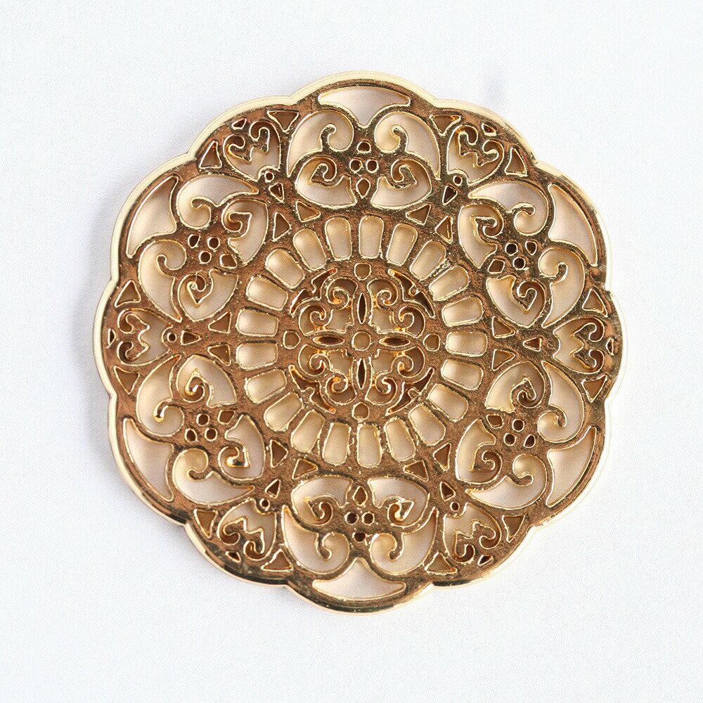 アクセサリーパーツ メタルチャーム 透かし フラワー ゴールド デザインパーツ デコパーツ 手芸 ハンド..