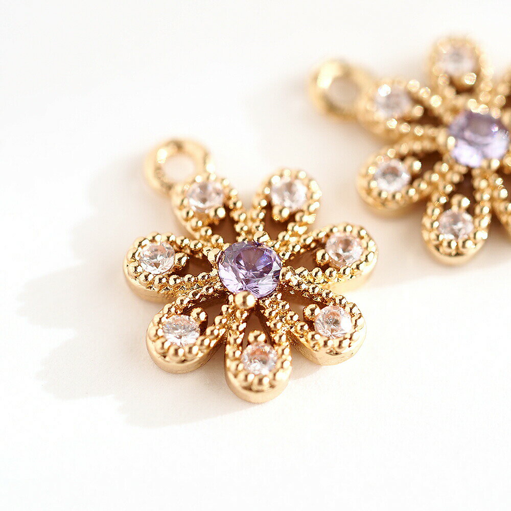 キュービックジルコニア フラワーチャーム