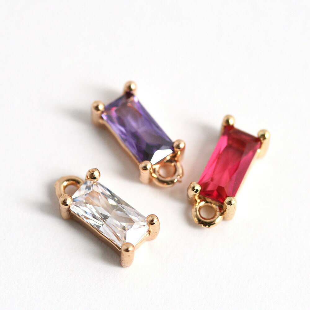 【最大15%OFFクーポン発行中】キュービックジルコニア レクタングルチャーム 2個 アクセサリーパーツ 長方形 カン付きチャーム ピアス パーツ カットガラス アクセサリー 手作り クリスタル お買い物マラソン