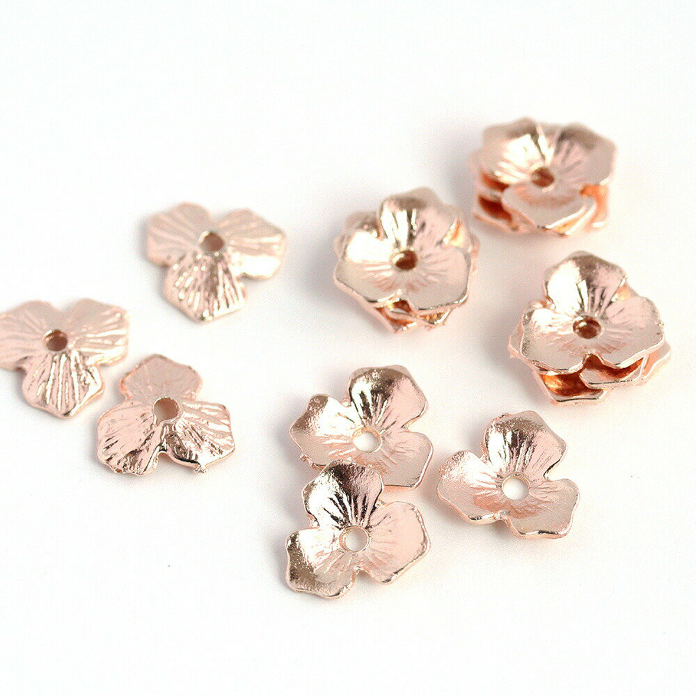 メタルフラワー 11mm ピンクゴールド 20個 アクセサリーパーツ お花 フラワー 花び...