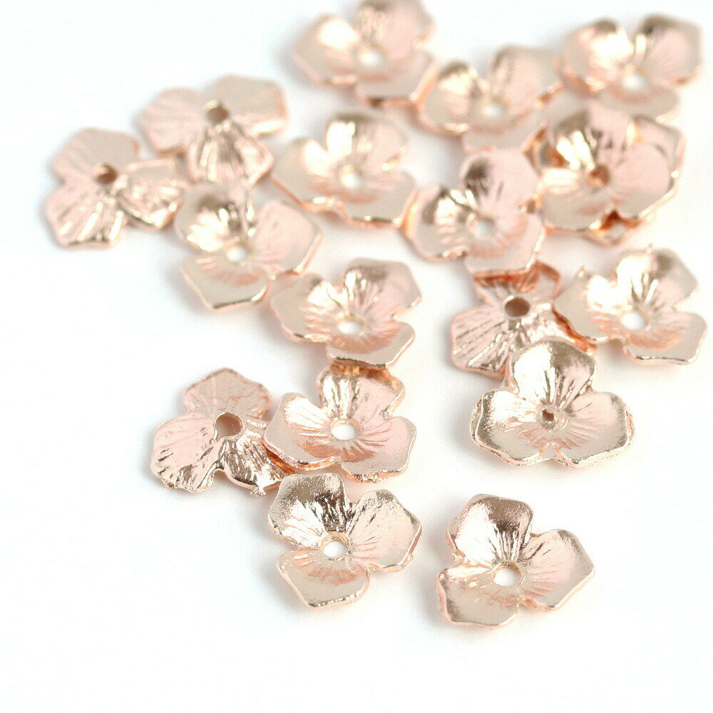 メタルフラワー 11mm ピンクゴールド 20個 アクセサリーパーツ お花 フラワー 花び...