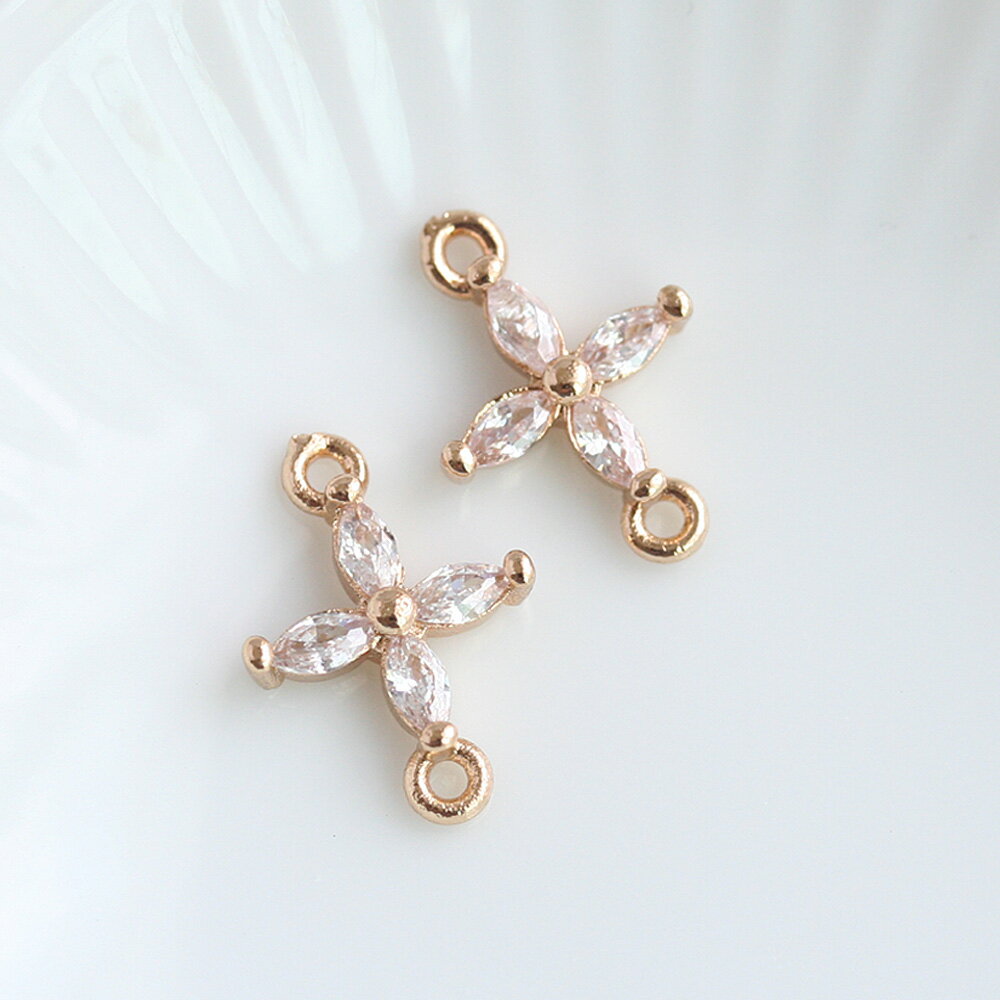 【最大15%OFFクーポン発行中】キュービックジルコニア 両カン付きフラワー ゴールド 2個入 つなぎパーツ ジョイントパーツ 繋ぎパーツ コネクトパーツ アクセサリーパーツ ハンドメイド 素材 手芸 ピアス お買い物マラソン