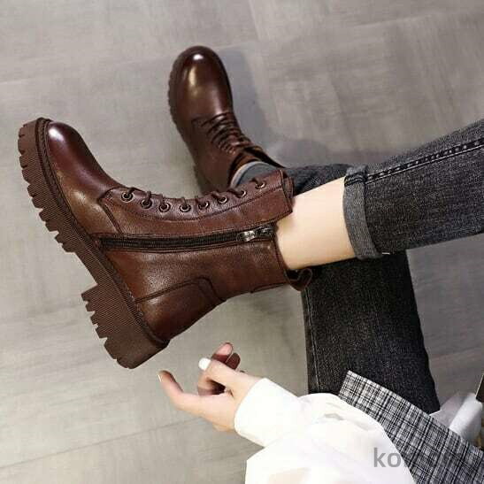 【送料無料】ブーツ レディース サイドゴア シューズ カジュアル ハイカット レザー シンプル 本革 ロング ショート 靴 厚底 おしゃれ 防水