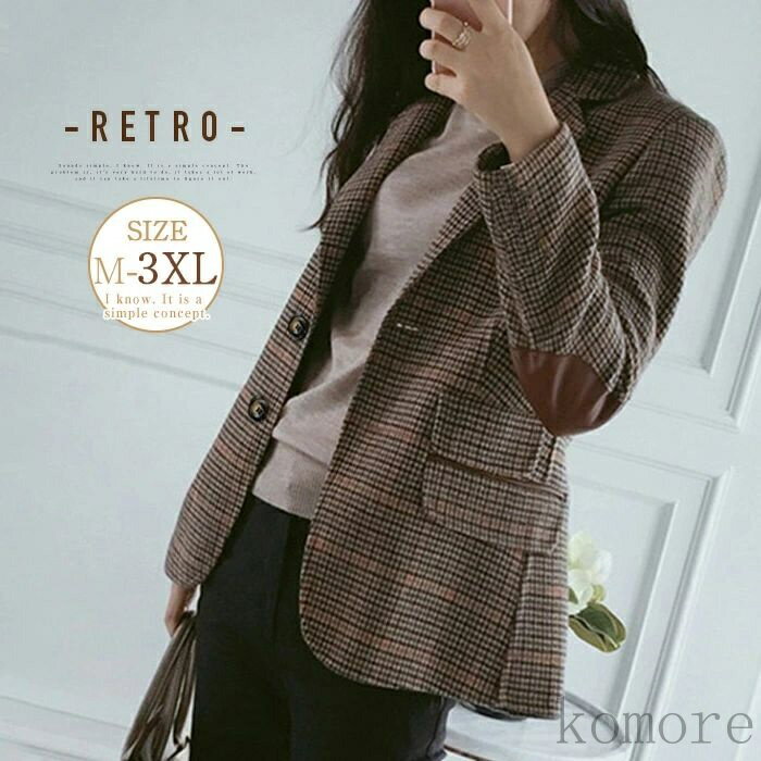 【送料無料】レディース コート アウター 長袖 チェック 秋冬 春 テーラード ライトアウター ジャケット 重ね着