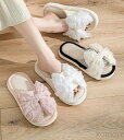 【送料無料】スリッパ ルームシューズ 夏用 リボン かわいい おしゃれ レディース 涼しい 麻 リネン 軽い 夏 靴 デッキシューズ シンプル