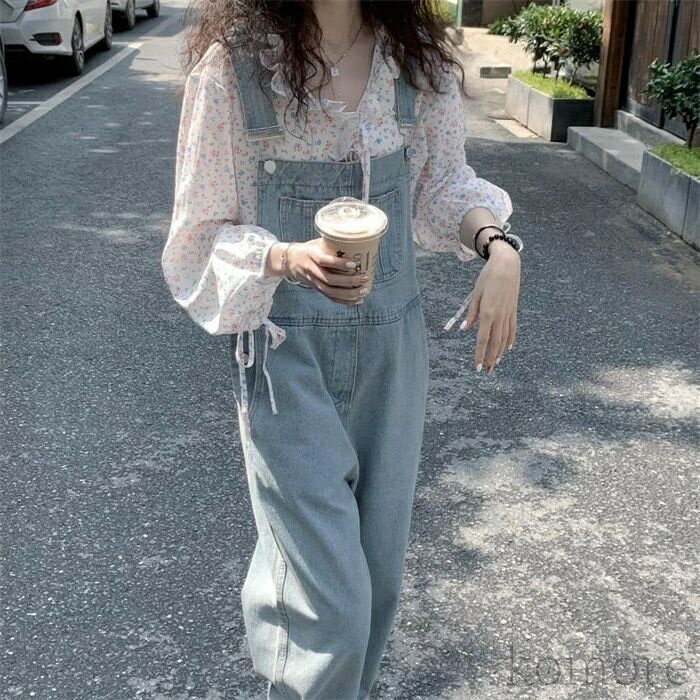 【送料無料】デニム デニムサロペット 大きいサイズ ワイド パンツ レディース オーバーオール オールインワン サスペンダー キャンプ