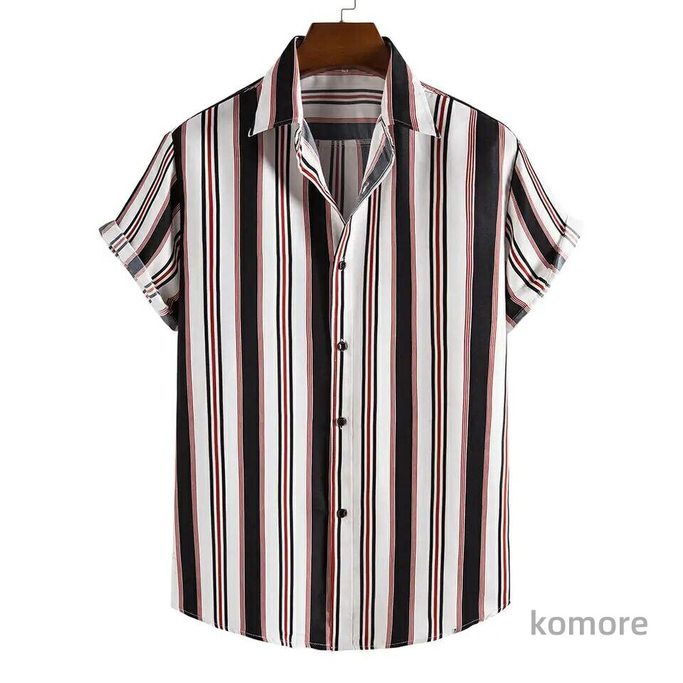 【送料無料】メンズ 半袖シャツ アロハシャツ カジュアルシャツ ストライプ柄 リゾート 旅行 メンズファッション夏物 敬老の日