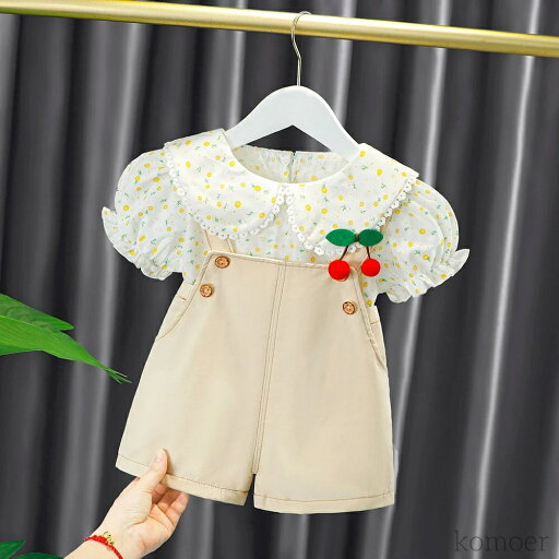 【送料無料】赤ちゃん シャツ パンツ フレア 花柄 セットアップ デニムサロペット×ブラウス 上下セット 女の子 子供服 【送料無料】赤ちゃん シャツ パンツ フレア 花柄 セットアップ デニムサロペット×ブラウス 上下セット 女の子 子供服